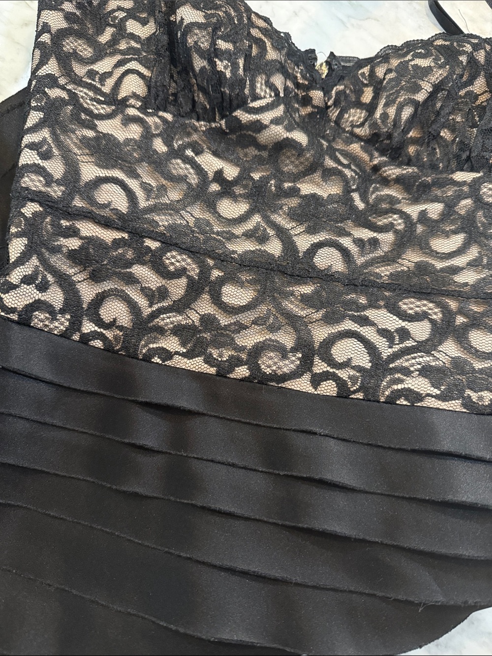 BCBGMaxAzria Black Lace and Corset Dress
